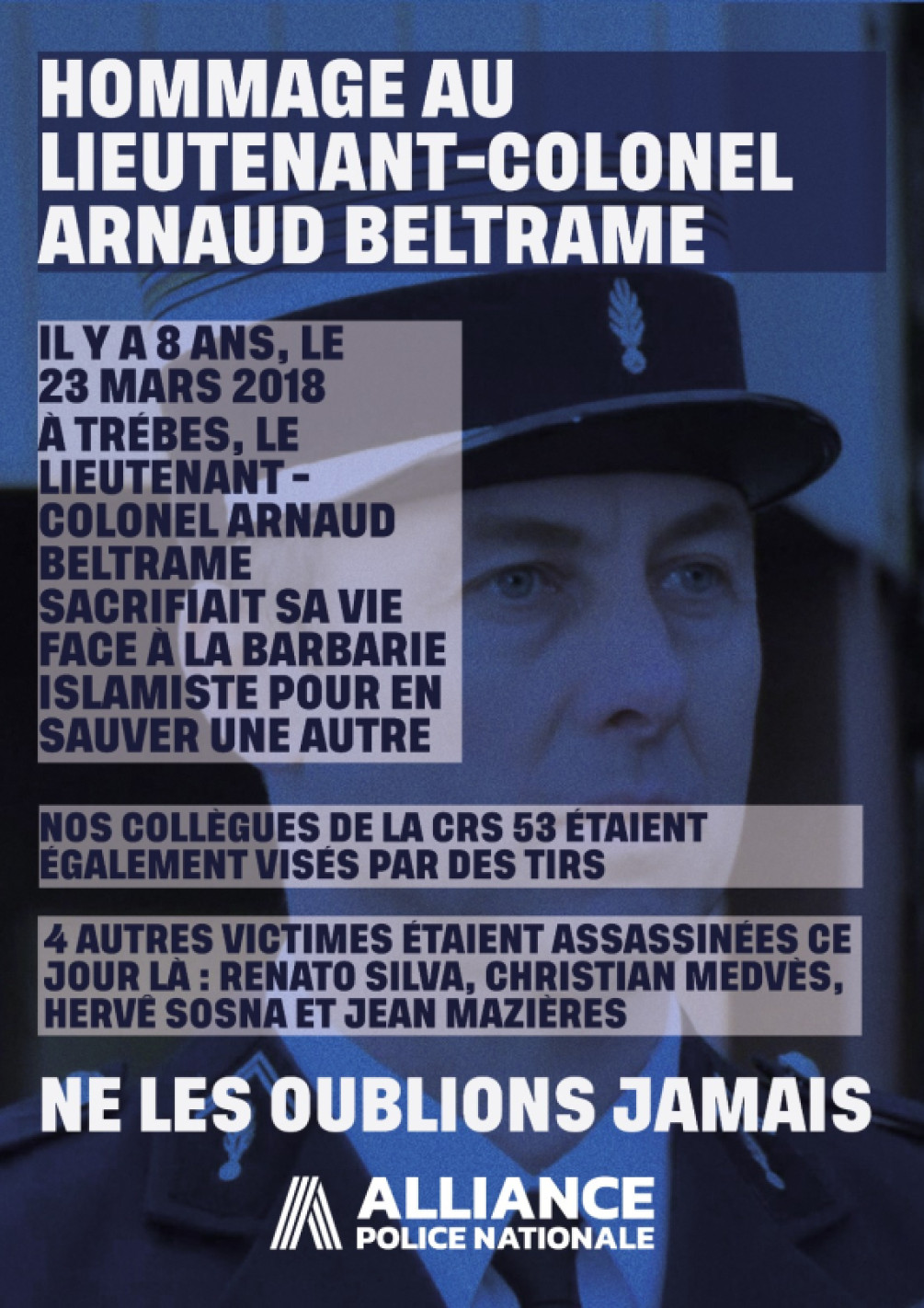 HOMMAGE AU LIEUTENANT COLONEL ARNAUD BELTRAME